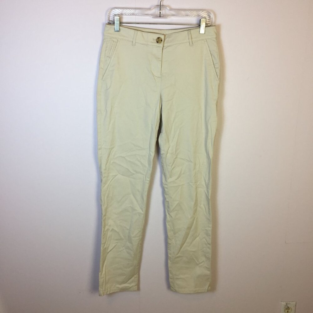 New! J. Jill Chino Pants 4 Womans Sea Salt Beige Cotton Blend Mid Rise Stretch
